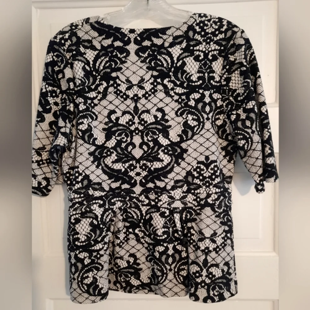 Anthropologie Postmark Leia Lace Print Peplum Blouse - Picture 3 of 11
